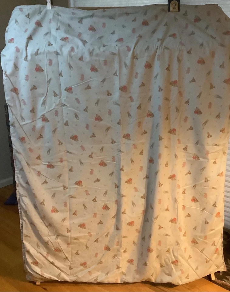 Preown handmade Peter Rabbit crib quilt & heartshape cushion, good cond, washed - Image 3 of 4