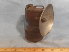 VTG/Antique Justrite Brass Coal Miners Carbide Lamp with RARE Air Cooled Grip