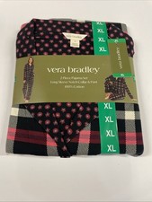Vera Bradley Pajama 2 Piece Pajama Set Button Down, Red, XL