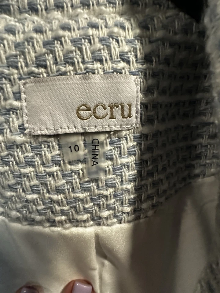 Blazer para mujer color crudo bebé azul y alambre con botones plateados talla 10 Foto 4 de 4