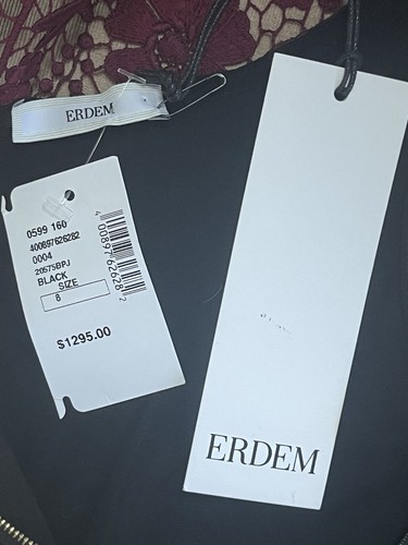 ERDEM Saks Fifth Lorna Dress Ponte Jersey Black Size 4 Sleeveless Lace NEW $1295 - Picture 3 of 23