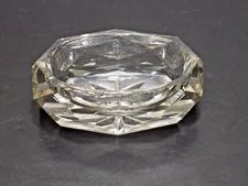 Crystal Master Salt Cellar Cut Glass Beveled Diamond Pattern Starburst Bottom