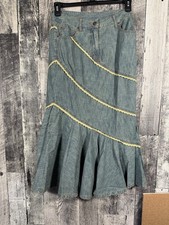 Vintage Jeanology Collection tiered denim maxi prairie skirt size 8P
