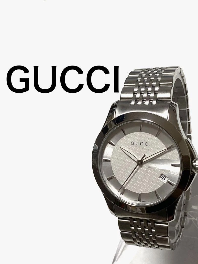 Orologio Uomo Gucci G Timeless Bianco 126.4 Люксоз U Pulito Quadrante Logo G da