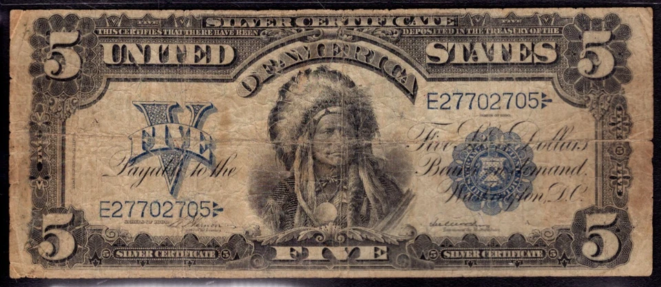 1899 $5 SILVER CERTIFICATE CHIEF NOTE FR.274 VERNON McCLUNG PCGS B VG 10 - Image 3 of 4