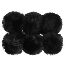 6 Pcs Faux Fur Pom Poms for Hats Fluffy Soft Fur Poms Balls Black