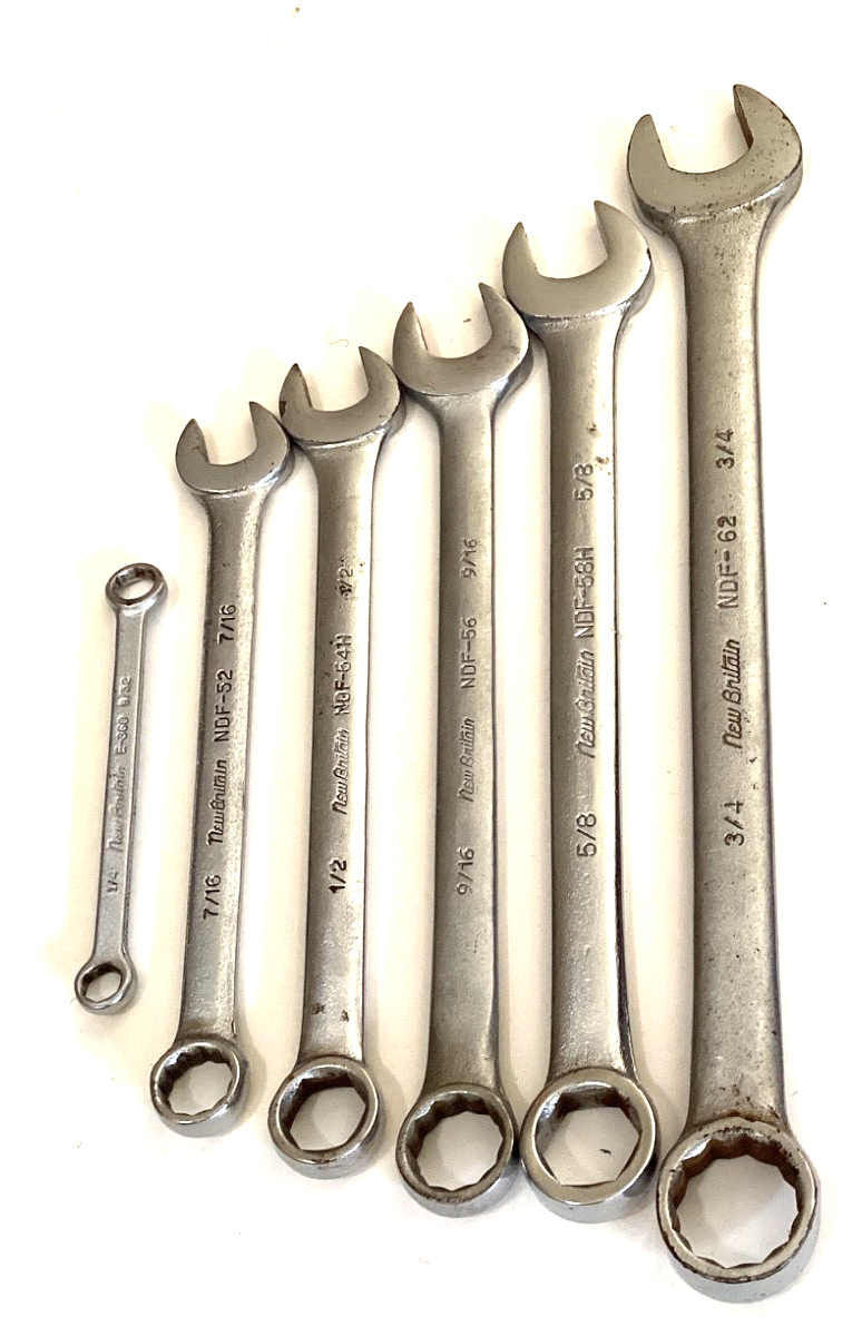Vintage New Britain Lot of 6 Wrenches NDF-52,54H,56,58H,62;7/16”-3