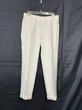 J.Jill PXS Cream Linen Blend Ankle Pull On Trousers Pants Pockets Cuff Hem EUC