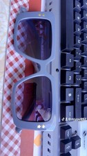 Men's Square Sunglasses Blue Plastic Frame Purple Tinted Plastic Lens Solid