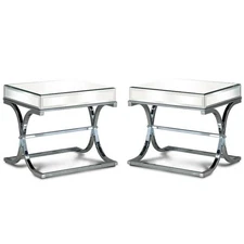 Home Square Xander Contemporary Metal Square End Table in Chrome - Set of 2