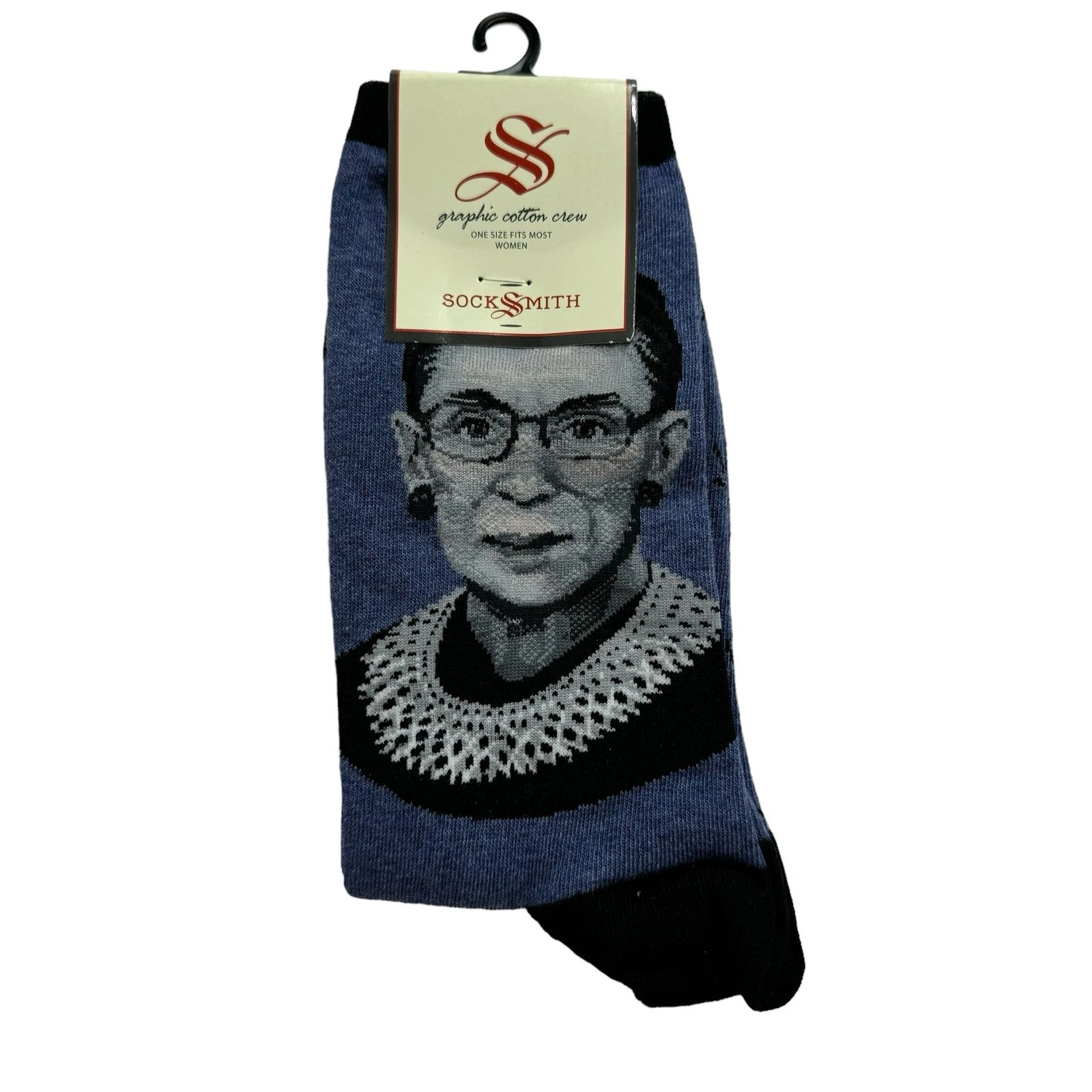 Chaussettes d'équipage SOCKSMITH *NEUF* juge de la Cour suprême Ruth Bader Ginsburg femmes OS