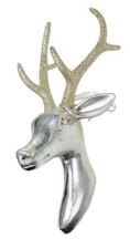 Large Deer Stag Reindeer Christmas Ornament Silver Plastic H11 x 5 x 5