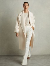 Reiss Womens Cream Wool blend Coat Size 10