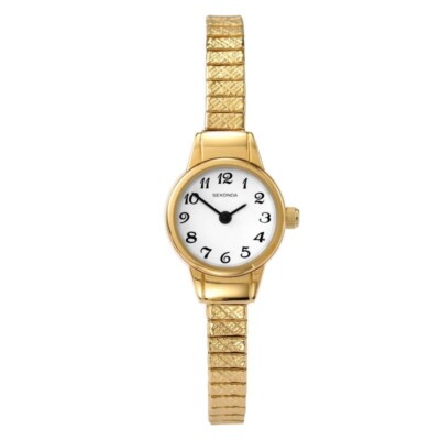 Sekonda Uhr 4474 Damen vergoldet Expander Armband Easy Reader Zifferblatt