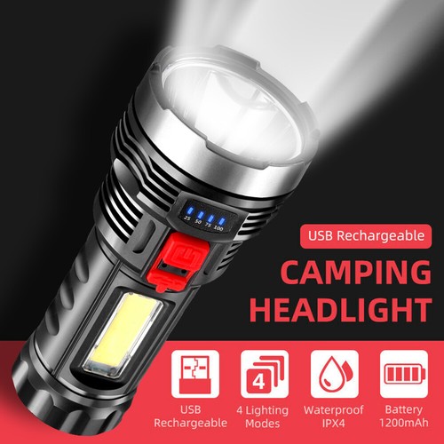 20000000LM Super Bright LED Flashlight Torch USB Rechargeable LED Work Light - Picture 5 of 14