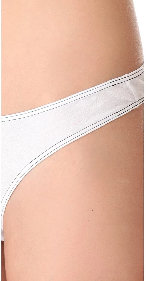 Skin 187909 Womens Solid Classic Cotton Thong Underwear White Size Small - Image 3 of 3