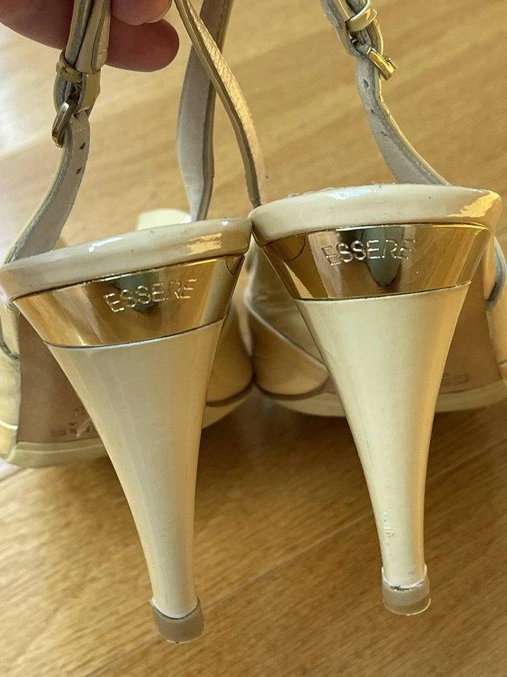 Essere Open Toe Patent Leather Shoes Size 39 US 8,5 Made in Italy - Image 4 of 4