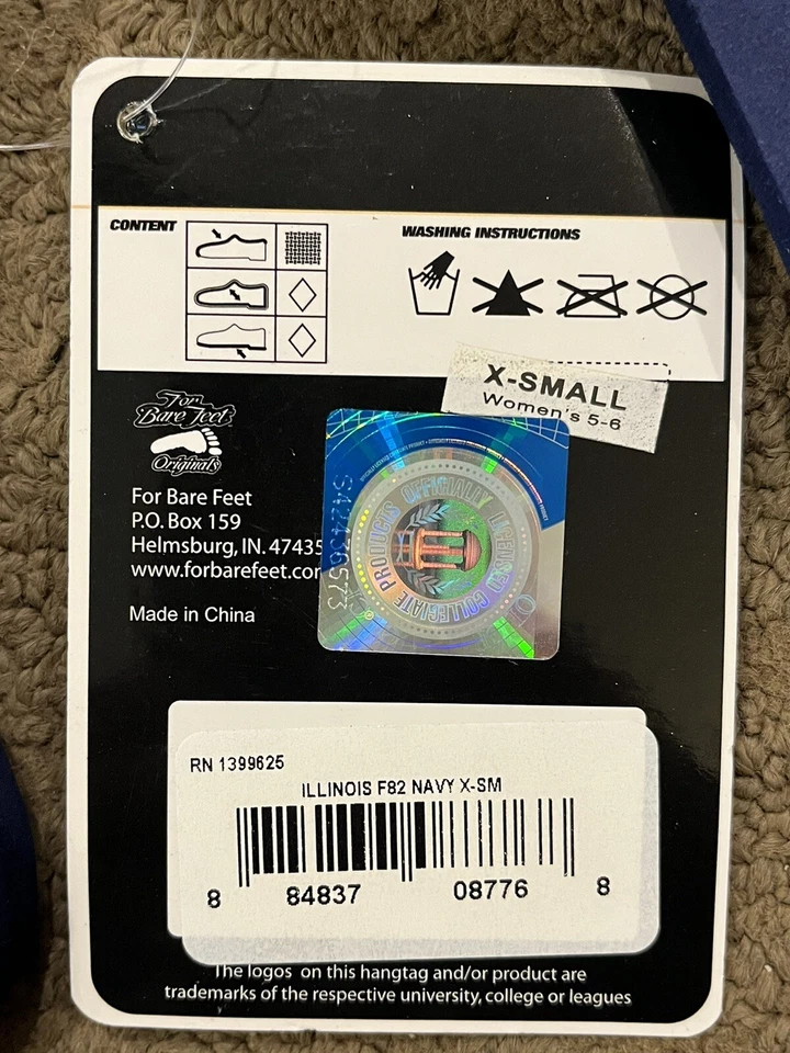 NUEVAS Sandalias Illinois Fighting Illini Chanclas Para Mujer X-Pequeñas 5-6 Lentejuelas Azules Foto 3 de 3