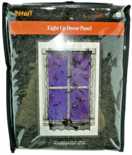 Witch Bats Light Up Decor Panel Halloween Pumpkin Spider Webs Curtain Black
