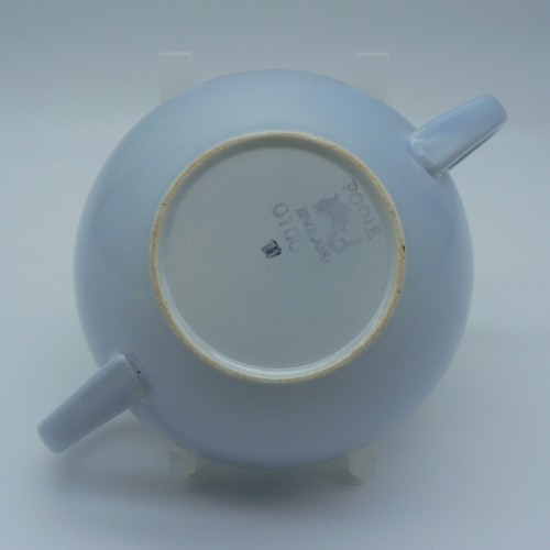 POOLE POTTERY PEACH BLOOM & MIST BLUE COVERED SUGAR BOWL C100 TWINTONE PERFECT - Picture 5 of 16