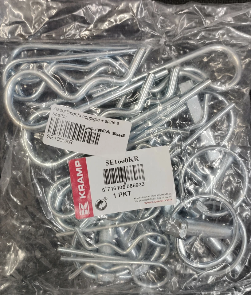 KRAMP ASSORTIMENTO KIT SET 25 PEZZI SPINE, COPPIGLIE ASSORTITE TRATTORE