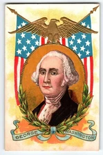 George Washington US President Patriotic 1909 Postcard Eagle Flags Embossed