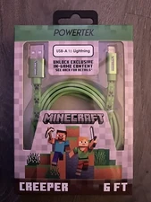 Minecraft Powertek USB-A 6ft Cord Fast Charge (iPhone)