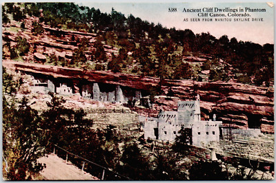 Cliff Canton Colorado Ancient Cliff Dwellings Phantom USA CO Vintage DB Postcard