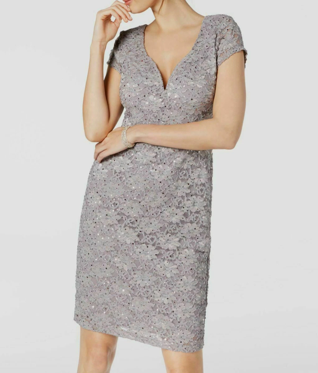 Connected sequined lace sheath cheap dress