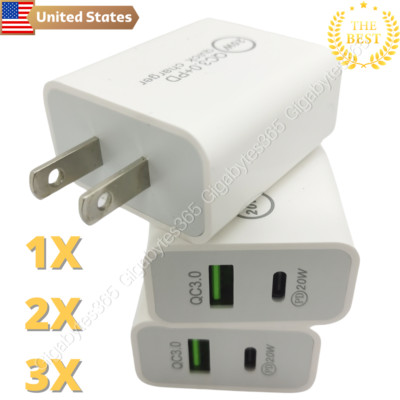 20W PD QC 3.0 Fast Wall Charger USB-C Power Adapter For iPhone 14 13 12 Samsung