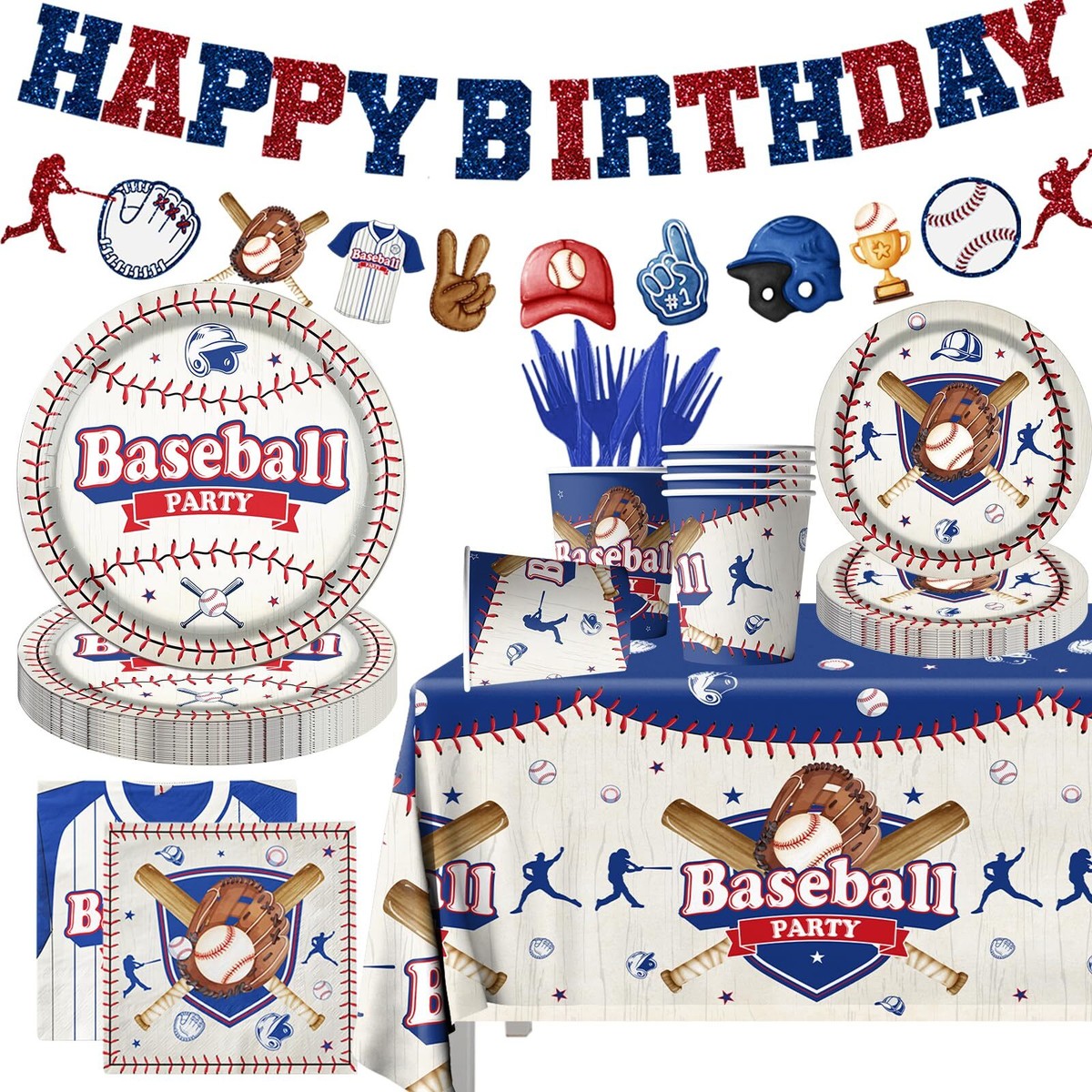 Assiettes En Papier Thème Baseball - Lot De 24 Paquets (2 Tailles : 9 Et 7 Pouces) - Pour Fêtes, Anniversaires, événements Sportifs - 11