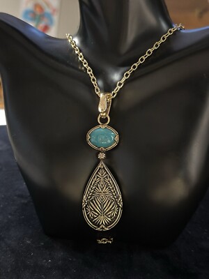 Studio Barse Reversible Multi Gemstone Pendant Jasper and Turquoise Signed