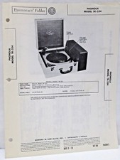 Cartella fotofatto vintage Howard Sams radio ricambi manuale Phonola TK-234 giradischi