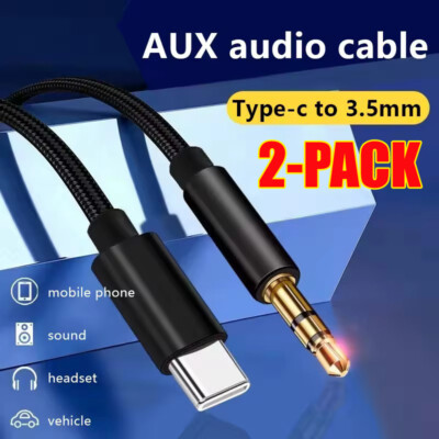 2X For Samsung A15 A16 A25 A35USB 3.1 Type C To 3.5mm AUX Audio Car Adapter Cord