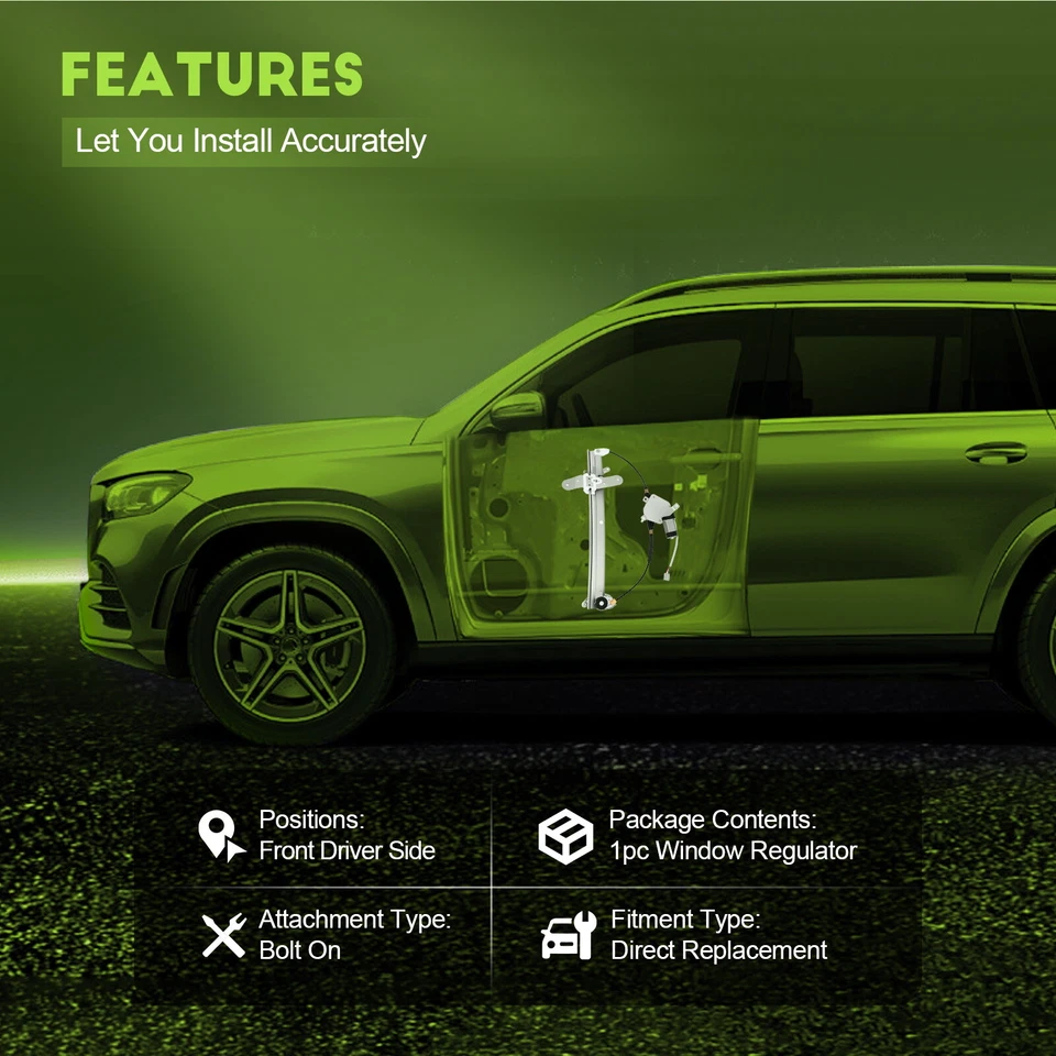 Regulador de ventana eléctrica delantero izquierdo con motor Lincoln Town Car 1998-2011 4,6 L Foto 2 de 4