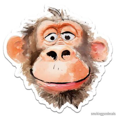 Funny Chimp Monkey, Vinyl Decal Sticker, Indoor Outdoor, 3 Sizes, #12287