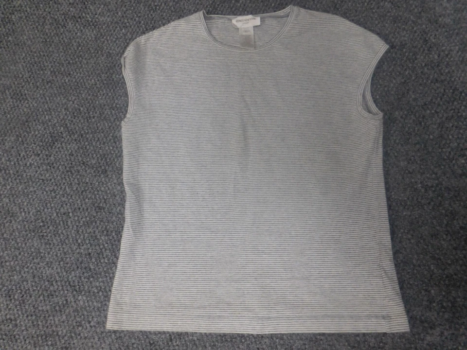 Blusa Jones New York Mujer Grande Gris Rayas Jersey Top Informal Foto 2 de 4