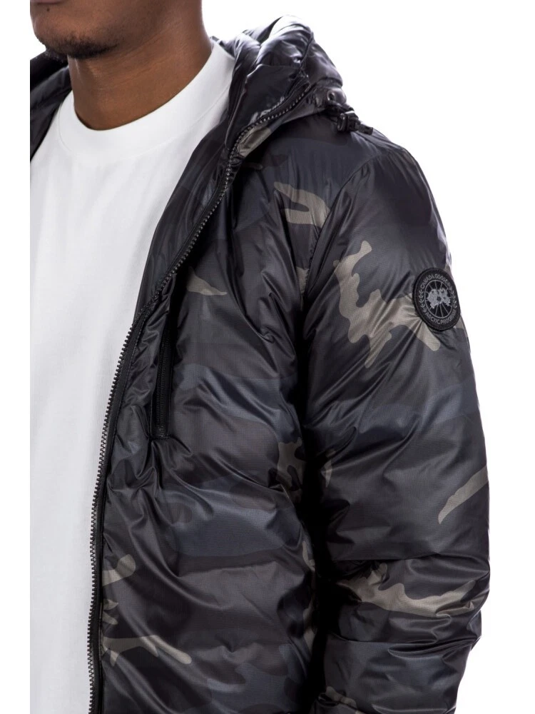 Canada Goose Black Down Camo Lodge Hoody Jacket Uomo XL NUOVO Piumino