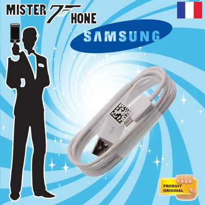 CABLE DATA AUTHENTIQUE SAMSUNG BLANC EP-DN930CWE TYPE-C GALAXY A3 A5 A7 2017 - Photo 1/4