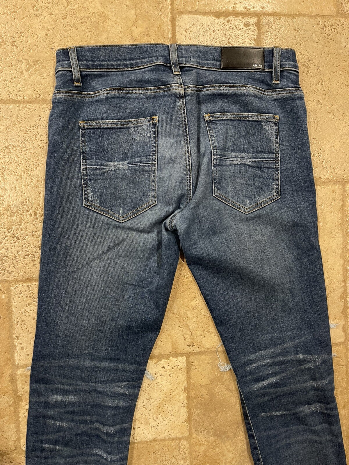 Mike Amiri OG 2016 MX1 Blue Denim Leather Inserts Jeans size 33 image 6