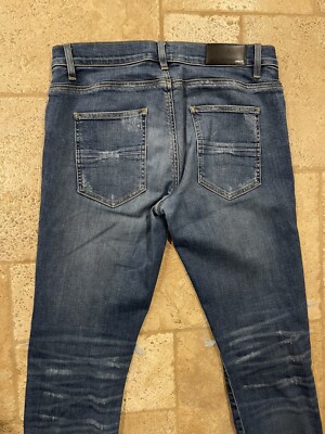 Mike Amiri OG 2016 MX1 Blue Denim Leather Inserts Jeans size 33 | eBay