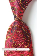New Classic Paisley Red Yellow 100 JACQUARD WOVEN Silk Men's Necktie Tie