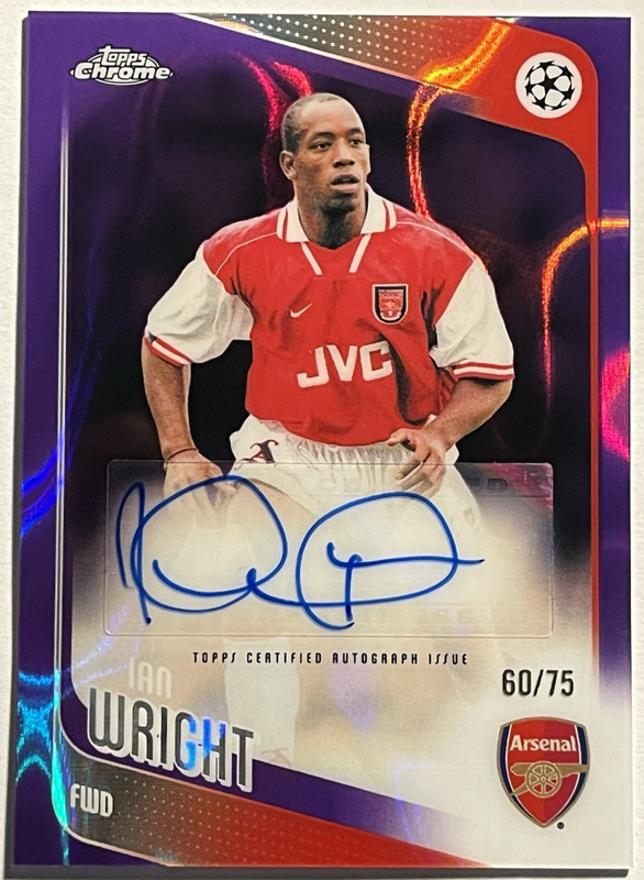 2025-26 Topps Chrome UEFA - Ian Wright PURPLE LAVA AUTO #/75 Arsenal Autograph