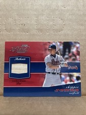 2002 CHIPPER JONES PLAYOFF POG-14 PIECE OF THE GAME USED BAT RELIC SP CARD