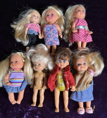 Vtg Toy Dolls Kid Kore Simba TY Pretend Play Travel Clothes Brushable Hair Mini