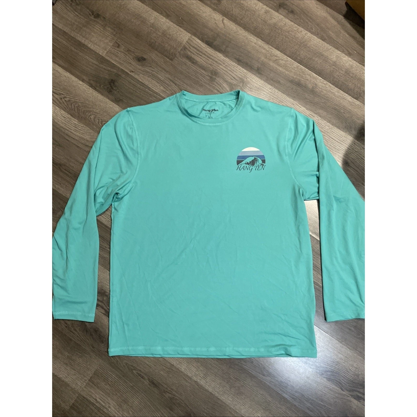 Hang Ten Mens L Shirt Long Sleeve UV Protection UPF 50+ Green Surfing