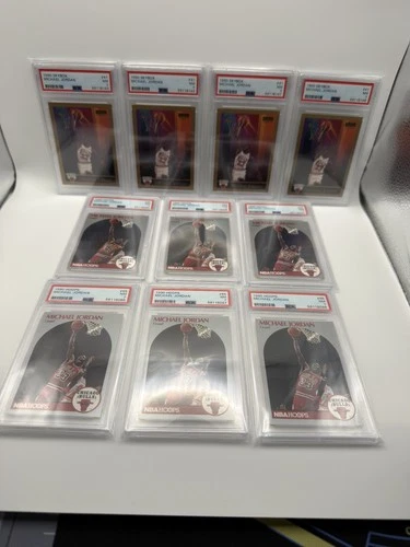 Michael Jordan PSA 7 Lot 10 Cards 1990 Hoops #65 x6 SkyBox #41 x4 NM HOF Bulls