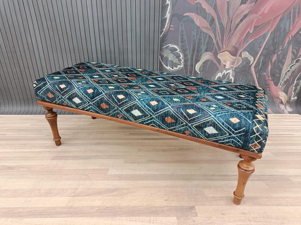 Pouffy bench, Piano Bench, Sitting bench, upholstered bench, Wood work bench - Image 2 of 4