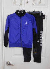 NWT 2pc Jordan Purple Black Zip Front Coat  Black Pants Set sz 6