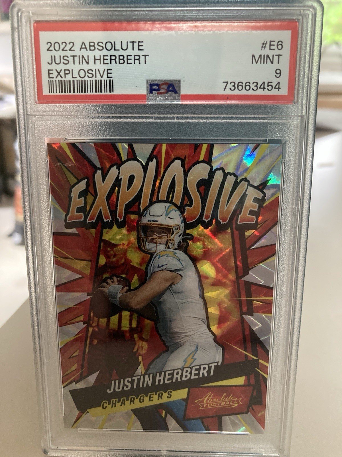 2022 Panini Absolute - Explosive Justin Herbert #E6 PSA 9